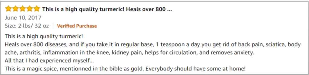 testimonial for CCL's turmeric