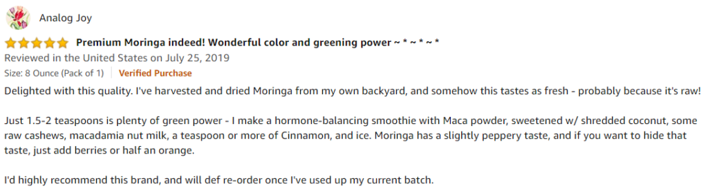 raw moringa review