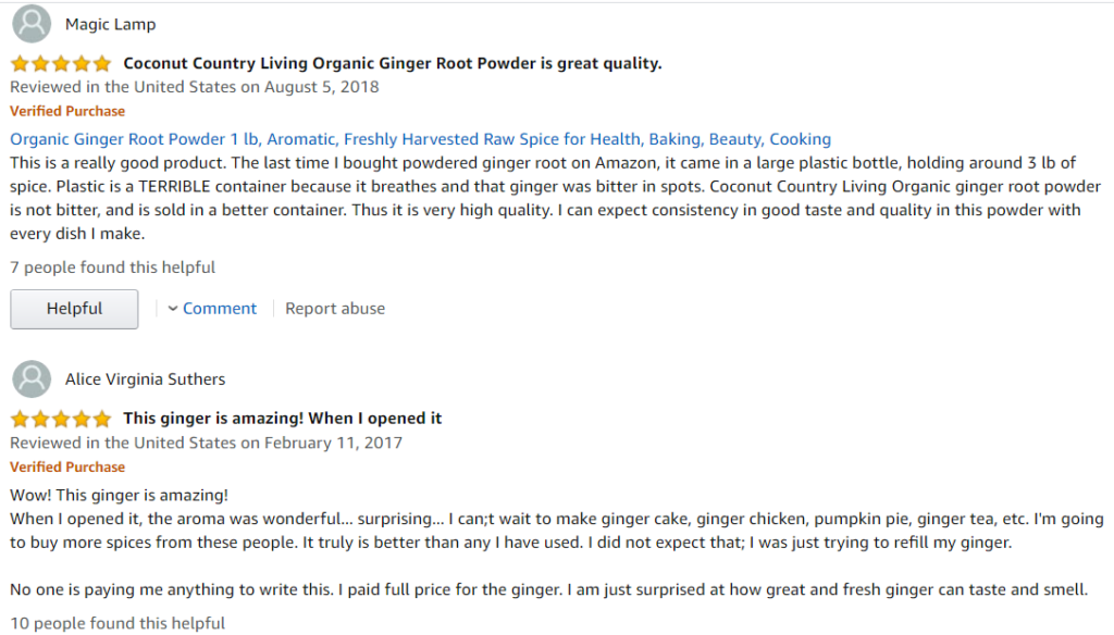 benefits of ginger testimonial