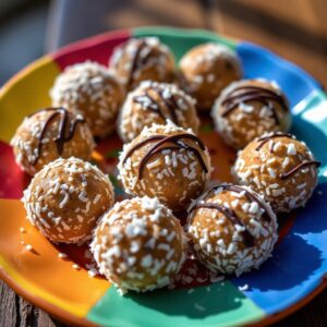 Protein balls with shredded coconut