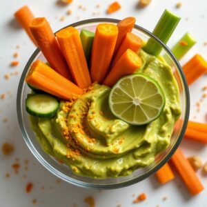 veggie sticks in guacamole